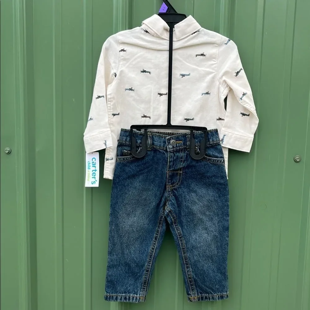 Graphic Hoodies & Pants 4, 2-Piece Sets & Button Down Shirt & Jeans Size 12M